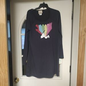 New Nite Nite Munki Munki Peanuts Snoopy Charcoal Gray Night Shirt Women's M